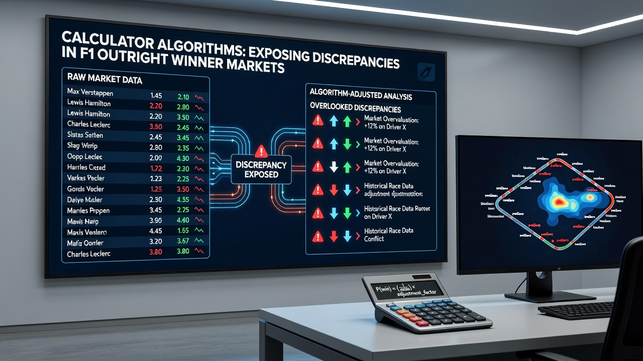 Detailed view of betting calculator interface comparing Formula One championship odds from multiple international bookmakers