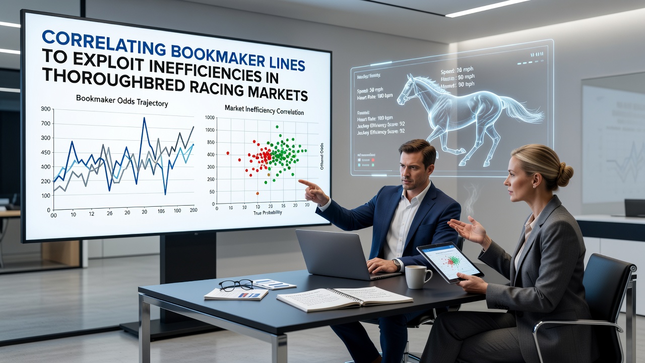 Data visualization screen showing correlated odds movements across different bookmakers for a thoroughbred race