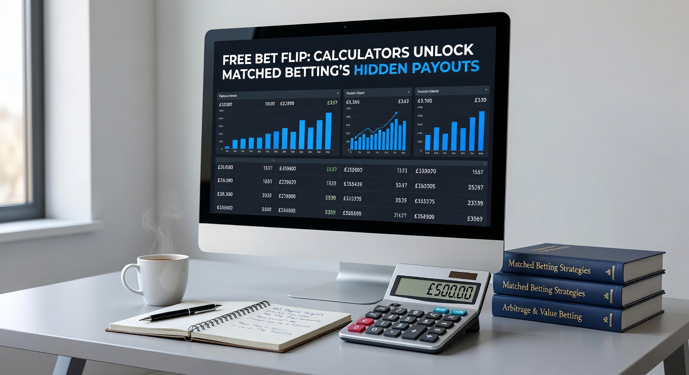 Close-up of a matched betting interface showing a successful free bet flip result, with profit highlighted in green and odds comparison table