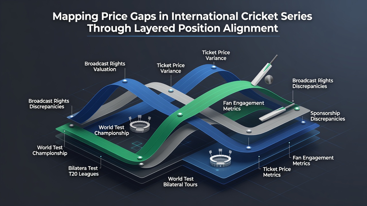 Screenshot of layered alignment tool displaying cricket odds discrepancies across bookmakers during a live series