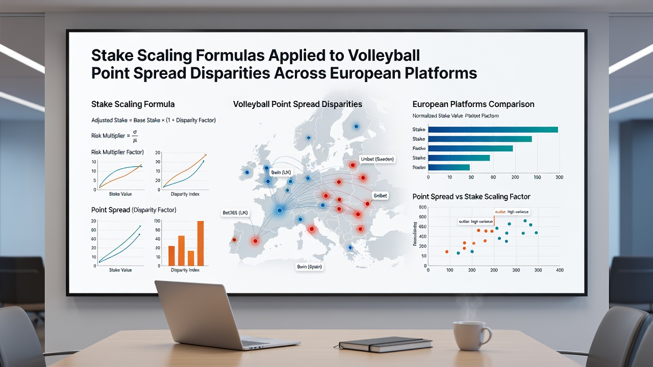 Chart illustrating stake adjustments across volleyball point spread disparities on European betting platforms